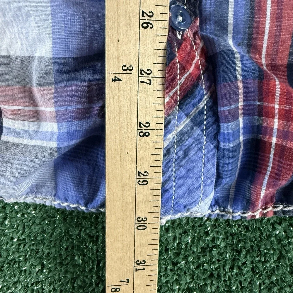 Roar Men's Long Sleeve Button Shirt Size XL Blue Plaid Embroidered